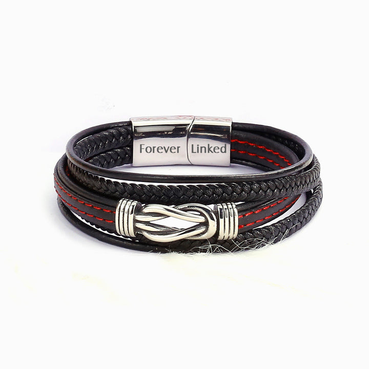 To My Grandson "Forever Linked Together" Leather Braided Bracelet