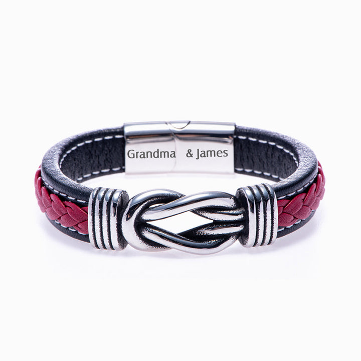 [Custom Name] To My Grandson "STAY STRONG, BE CONFIDENT & JUST DO YOUR BEST" Leather Braided Bracelet