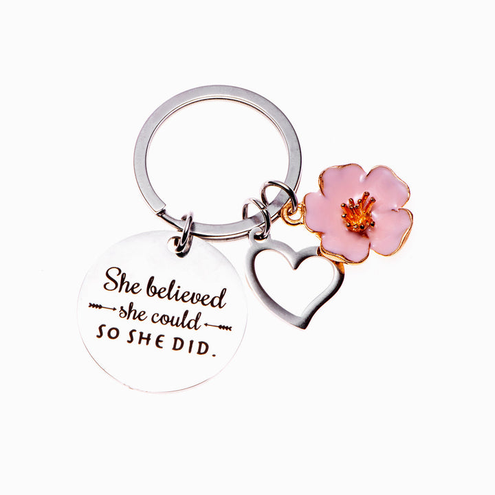 "You believed you could, and you did it" Petal Key Ring