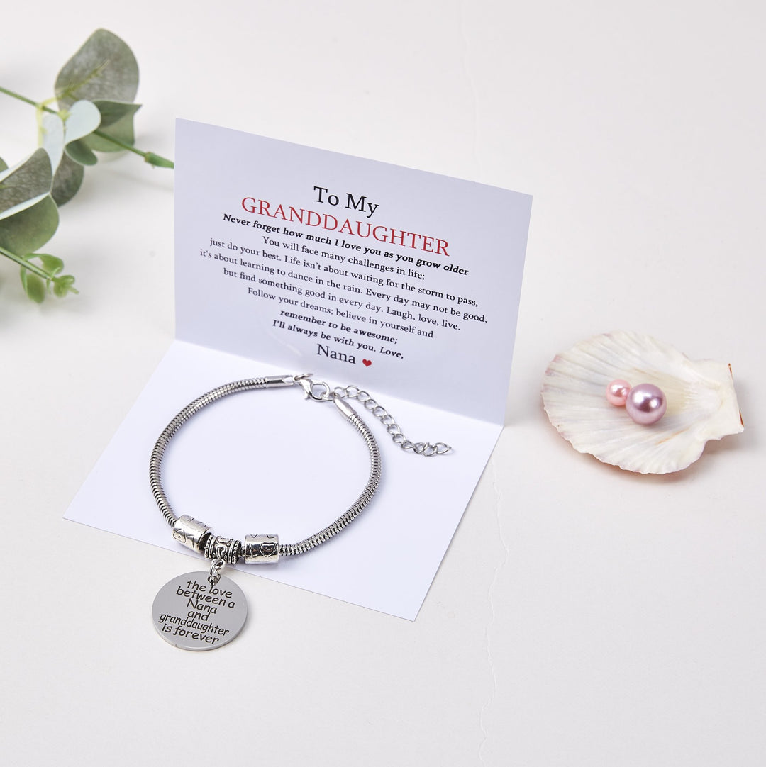 [Optional Address] TO MY GRANDDAUGHTER "the love between a [Nana] and granddaughter is forever" Bracelet - SARAH'S WHISPER