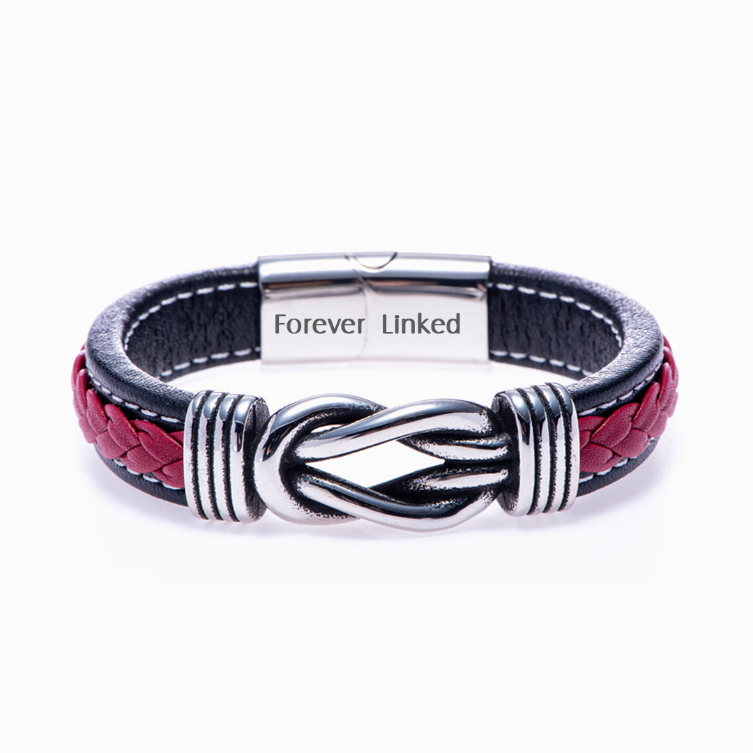 To My Grandson "Grandmother and Grandson Forever Linked Together" Leather Braided Bracelet