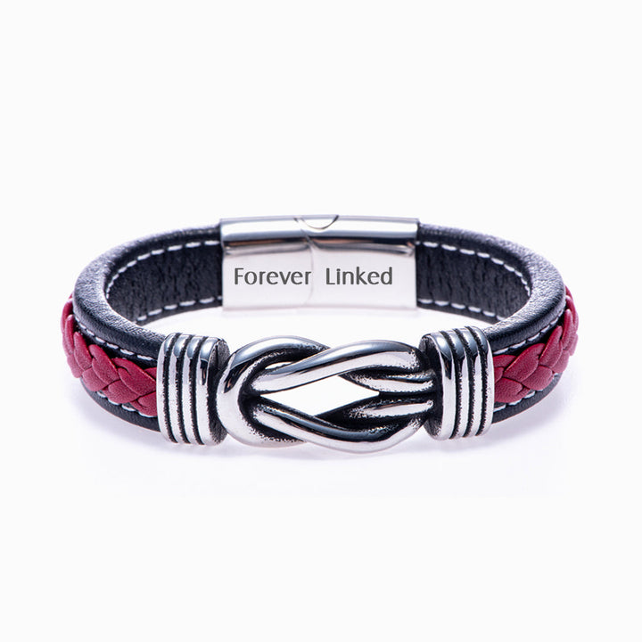 To My Brother "Brother and Sister Forever Linked Together" Leather Braided Bracelet