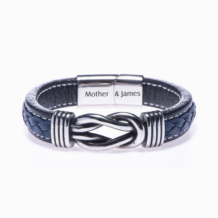 [Custom Name] To My Son "Forever Linked Together" Leather Braided Bracelet