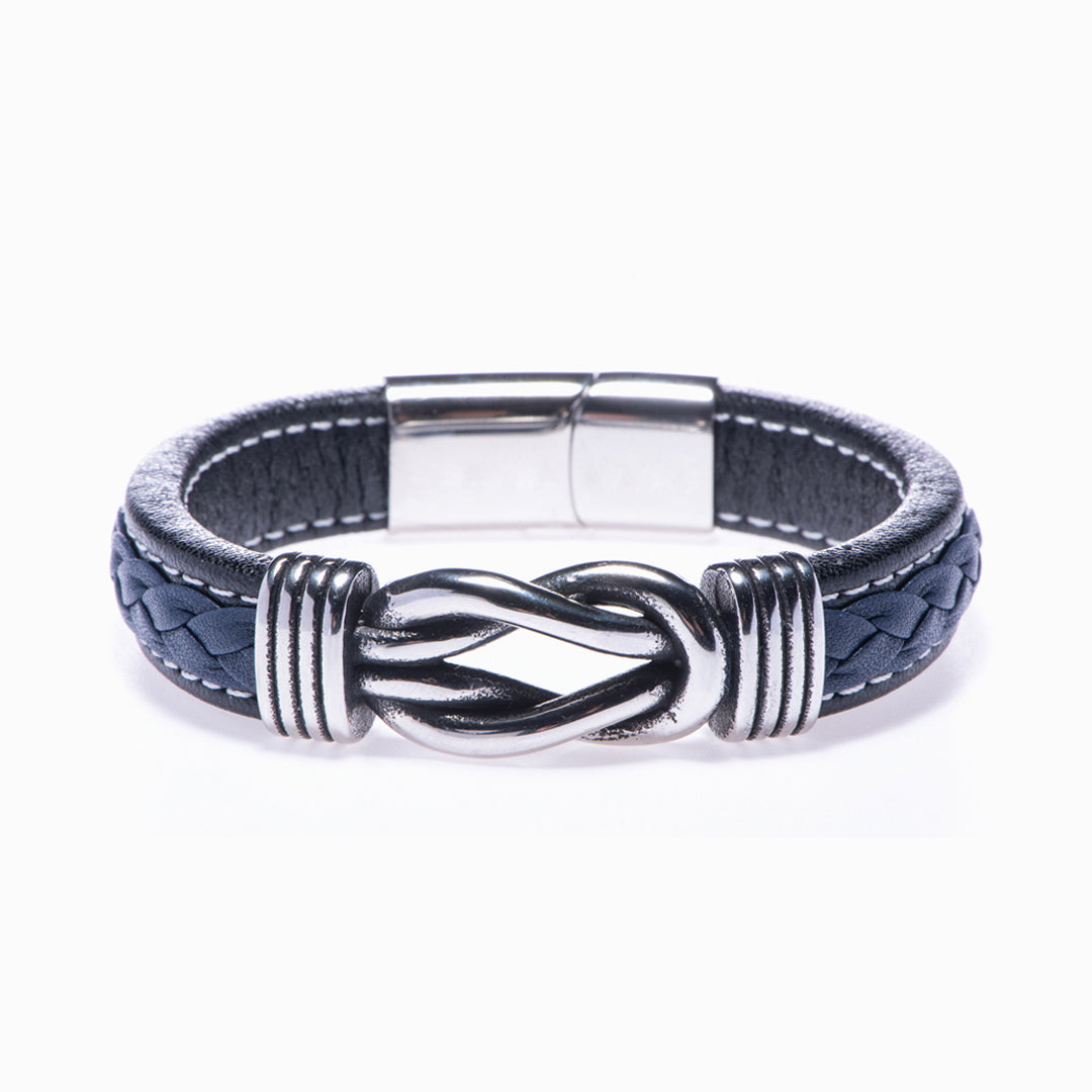 To My Grandson "Grandmother and Grandson Forever Linked Together" Leather Braided Bracelet