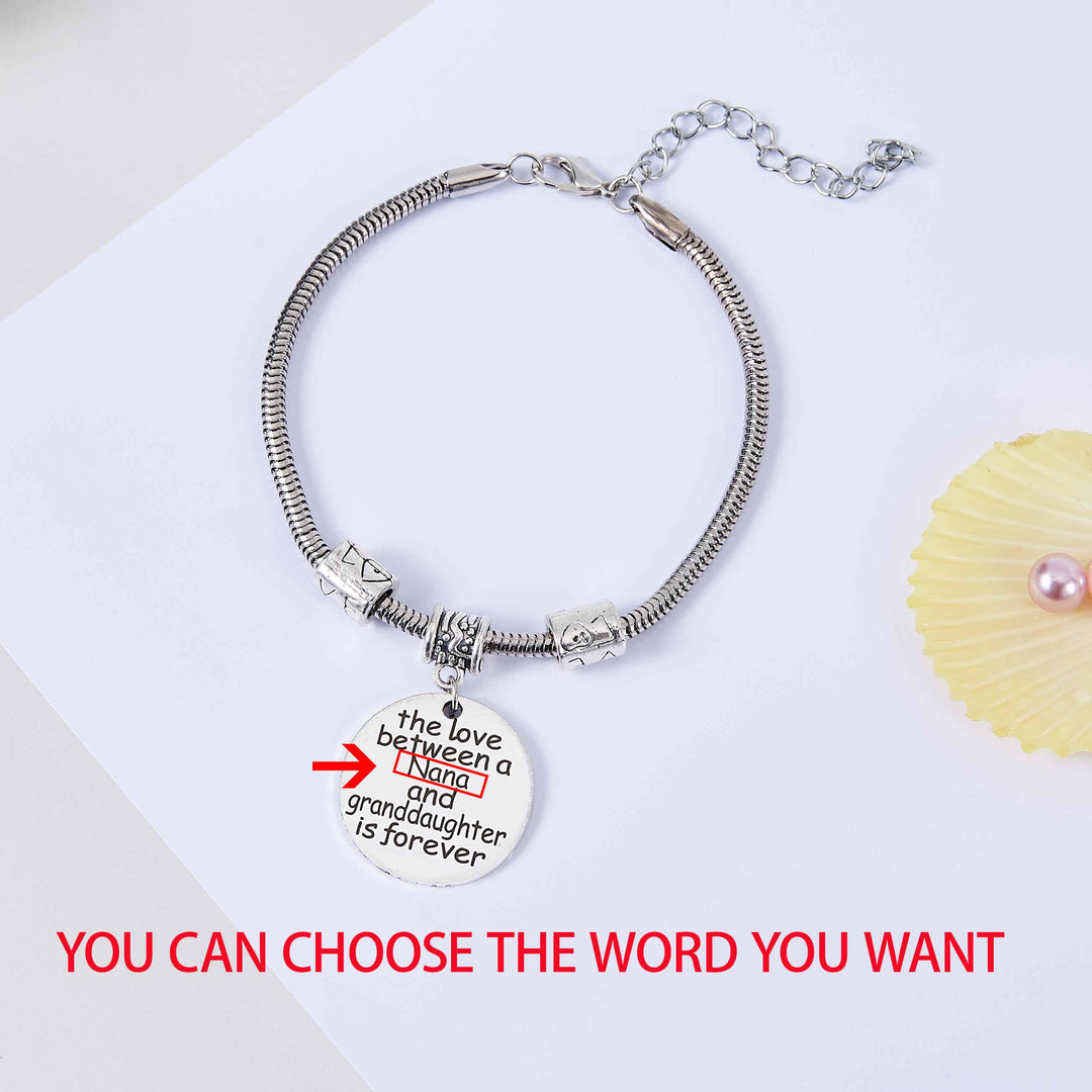 [Optional Address] TO MY GRANDDAUGHTER "the love between a [Nana] and granddaughter is forever" Bracelet - SARAH'S WHISPER