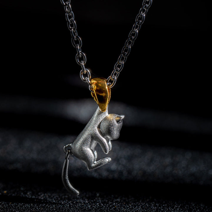 Get Up Cat Necklace - Copper material, plated design.