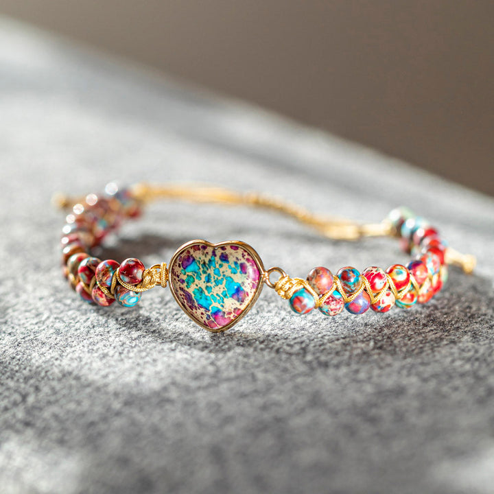  Heart-shaped beaded bracelet with sentimental message for granddaughter, packaged in gift box