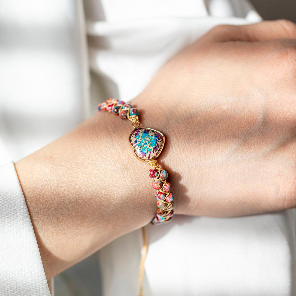  Heart-shaped beaded bracelet with sentimental message for granddaughter, packaged in gift box