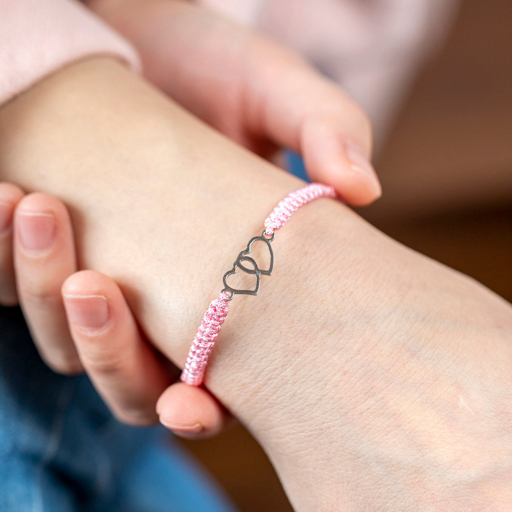 Handmade Crossed Heart Bracelet for Daughter - Cotton Rope Braid Design