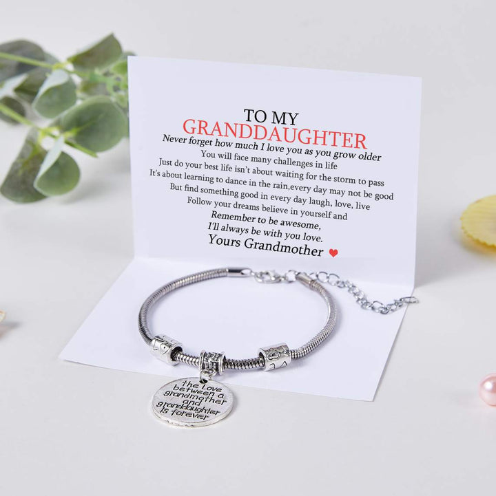 To My Granddaughter "the love between a grandmother and granddaughter is forever" Bracelet - SARAH'S WHISPER