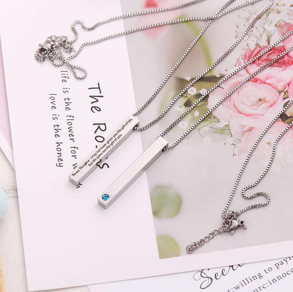 [Custom name and Birthstone] To my Bonus Daughter “BONUS DAUGHTER, I MAY NOT HAVE GIVEN YOU THE GIFT OF LIFE. BUT LIFE GAVE ME THE GIFT OF YOU” Necklace - SARAH'S WHISPER