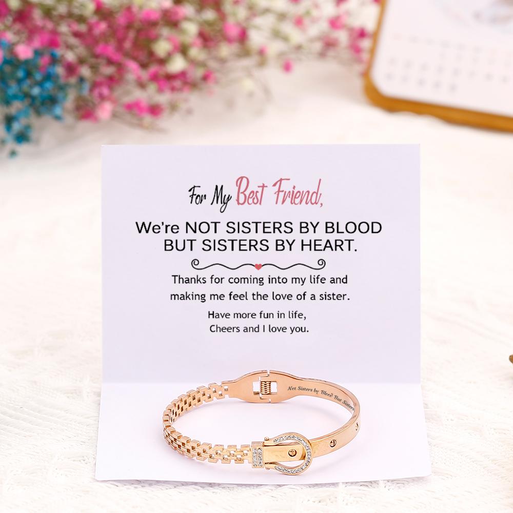 For My Best Friend "Not Sisters by Blood But Sisters by Heart" Belt Bracelet [💞 Bracelet +💌 Gift Card + 🎁 Gift Bag + 💐 Gift Bouquet] - SARAH'S WHISPER