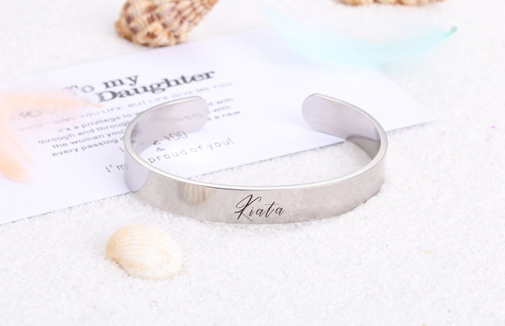 TO MY BONUS DAUGHTER BANGLE - ENGRAVING HER NAME - SARAH'S WHISPER