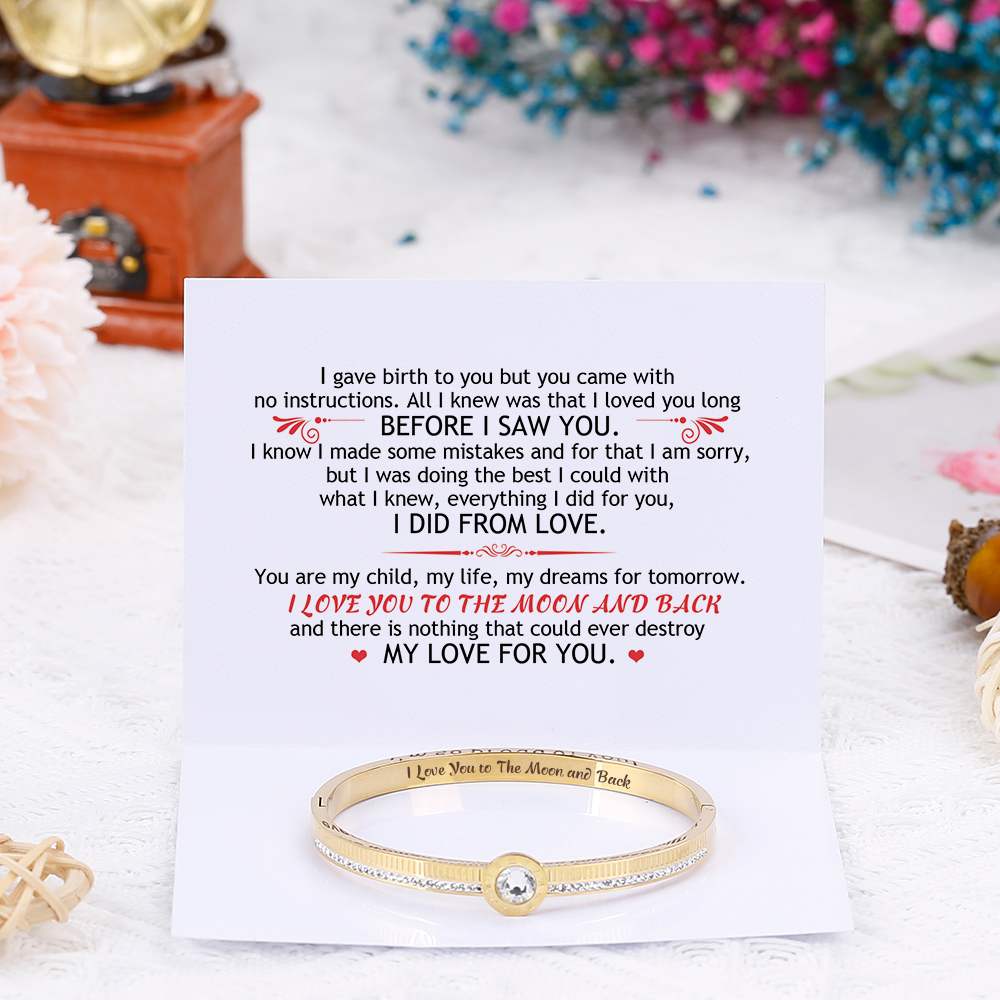 To My Daughter "I Love You to The Moon and Back" Rome Number Bracelet [💞 Bracelet +💌 Gift Card + 🎁 Gift Bag + 💐 Gift Bouquet] - SARAH'S WHISPER