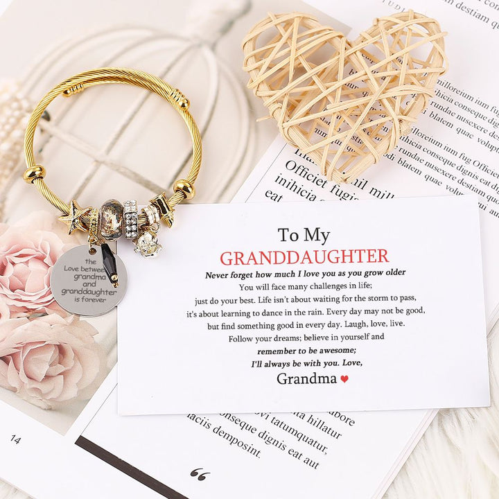 [Custom Name And Optional Address] To My GRANDDAUGHTER "The love between a [grandma] and granddaughter is forever" Lucky Fox Bracelet [💞 Bracelet +💌 Gift Card + 🎁 Gift Box + 💐 Gift Bouquet] - SARAH'S WHISPER