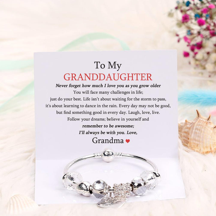 [Custom Name And Optional Address] To My GRANDDAUGHTER "The love between a [grandma] and granddaughter is forever" Love Bracelet [💞 Bracelet +💌 Gift Card + 🎁 Gift Box + 💐 Gift Bouquet] - SARAH'S WHISPER