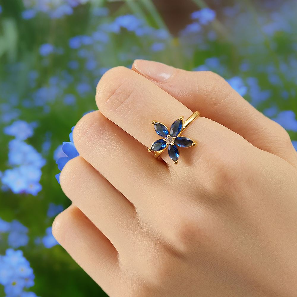 "Never forget how much I love you" Forget-Me-Not Flower Ring [💞 Ring +💌 Gift Card + 🎁 Gift Bag + 💐 Gift Bouquet] - SARAH'S WHISPER