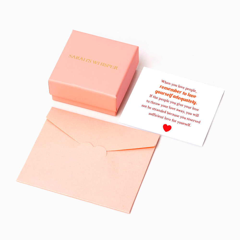 Dainty heart bracelet with an inspirational message card in a gift box.