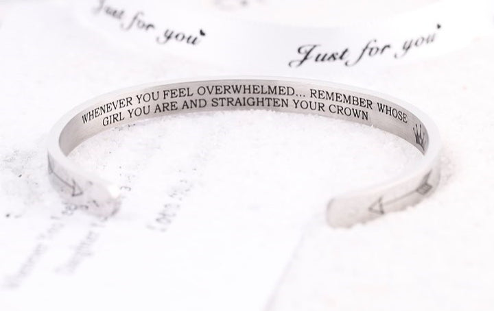 [Multiple Family Members] "WHENEVER YOU FEEL OVERWHELMED... REMEMBER WHOSE... YOU ARE AND STRAIGHTEN YOUR CROWN" BRACELET AND MEN'S BRACELETS - SARAH'S WHISPER