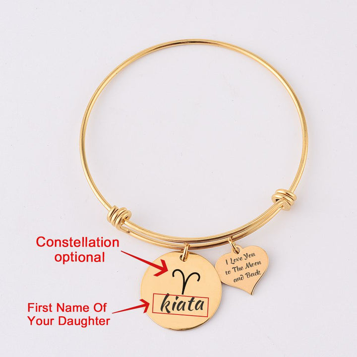 [Optional Zodiac And Custom Name] To My Daughter "The Love between a Mother and Daughter is Forever" Zodiac Bracelet [💞 Bracelet +💌 Gift Card + 🎁 Gift Bag + 💐 Gift Bouquet] - SARAH'S WHISPER