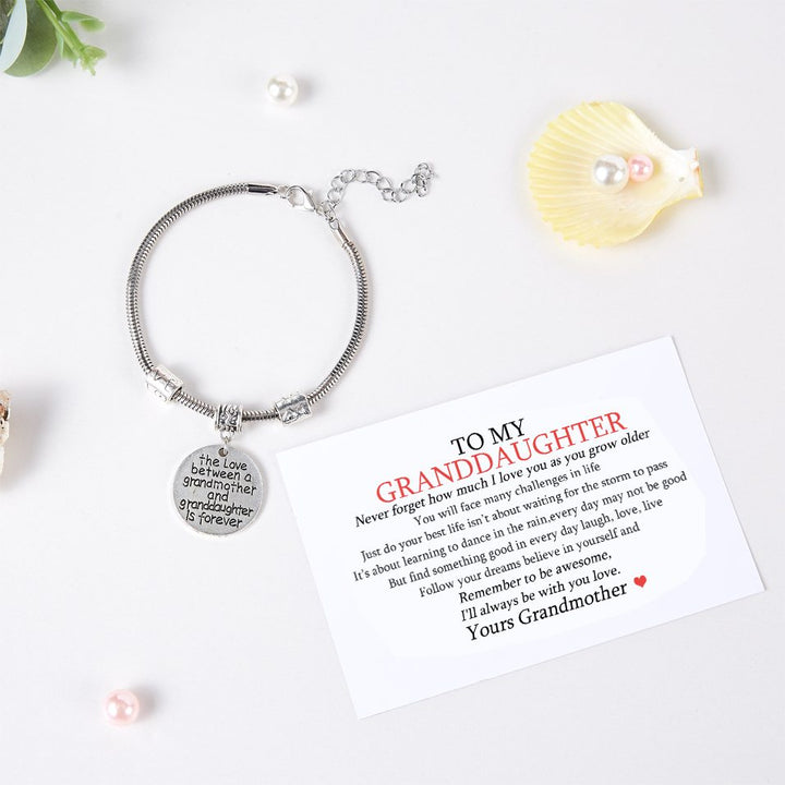 To My Granddaughter "the love between a grandmother and granddaughter is forever" Bracelet - SARAH'S WHISPER