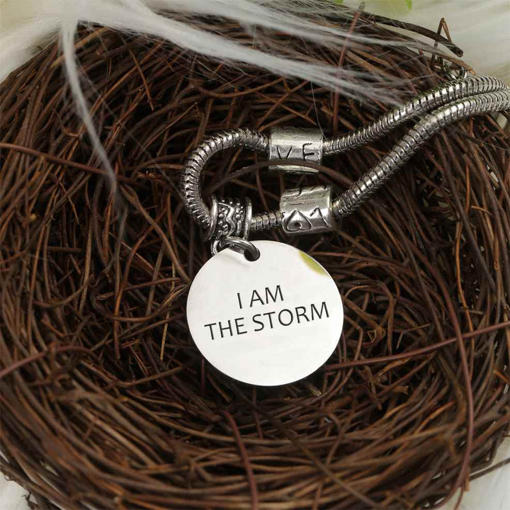 [Custom Name] To My Granddaughter "I AM THE STORM" Bracelet [💞 Bracelet +💌 Gift Card + 🎁 Gift Box + 💐 Gift Bouquet] - SARAH'S WHISPER