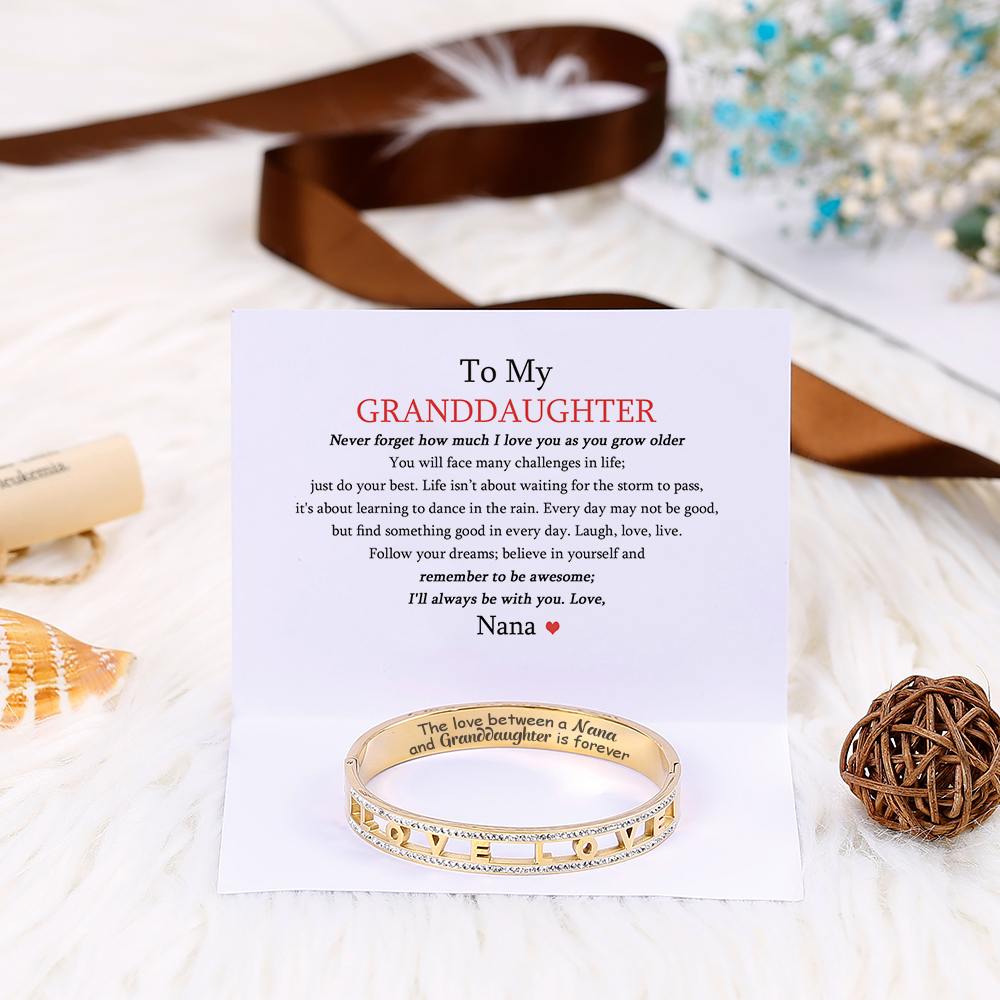 [Optional Address] To My GRANDDAUGHTER "The love between a [Nana] and Granddaughter is forever" Hollow-Carved Bracelet [💞Bracelet +💌 Gift Card + 🎁 Gift Box + 💐 Gift Bouquet] - SARAH'S WHISPER