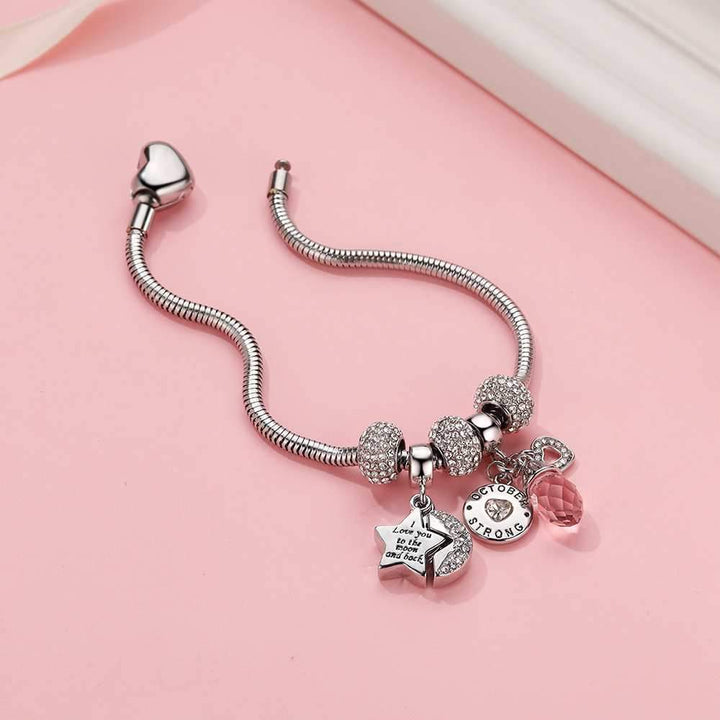 [Optional Birthstone] To My Daughter "I love you to the moon and back" Lucky Stone Bracelet [💞 Bracelet +💌 Gift Card + 🎁 Gift Box + 💐 Gift Bouquet] - SARAH'S WHISPER