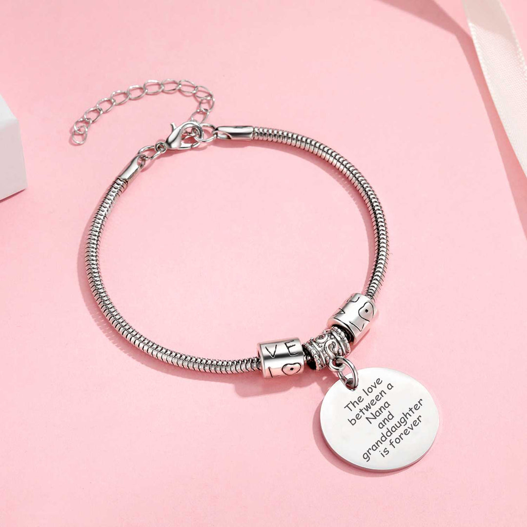 [Custom Name And Optional Address] To My GRANDDAUGHTER "The love between a [Nana] and granddaughter is forever" Bracelet [💞 Bracelet +💌 Gift Card + 🎁 Gift Box + 💐 Gift Bouquet] - SARAH'S WHISPER