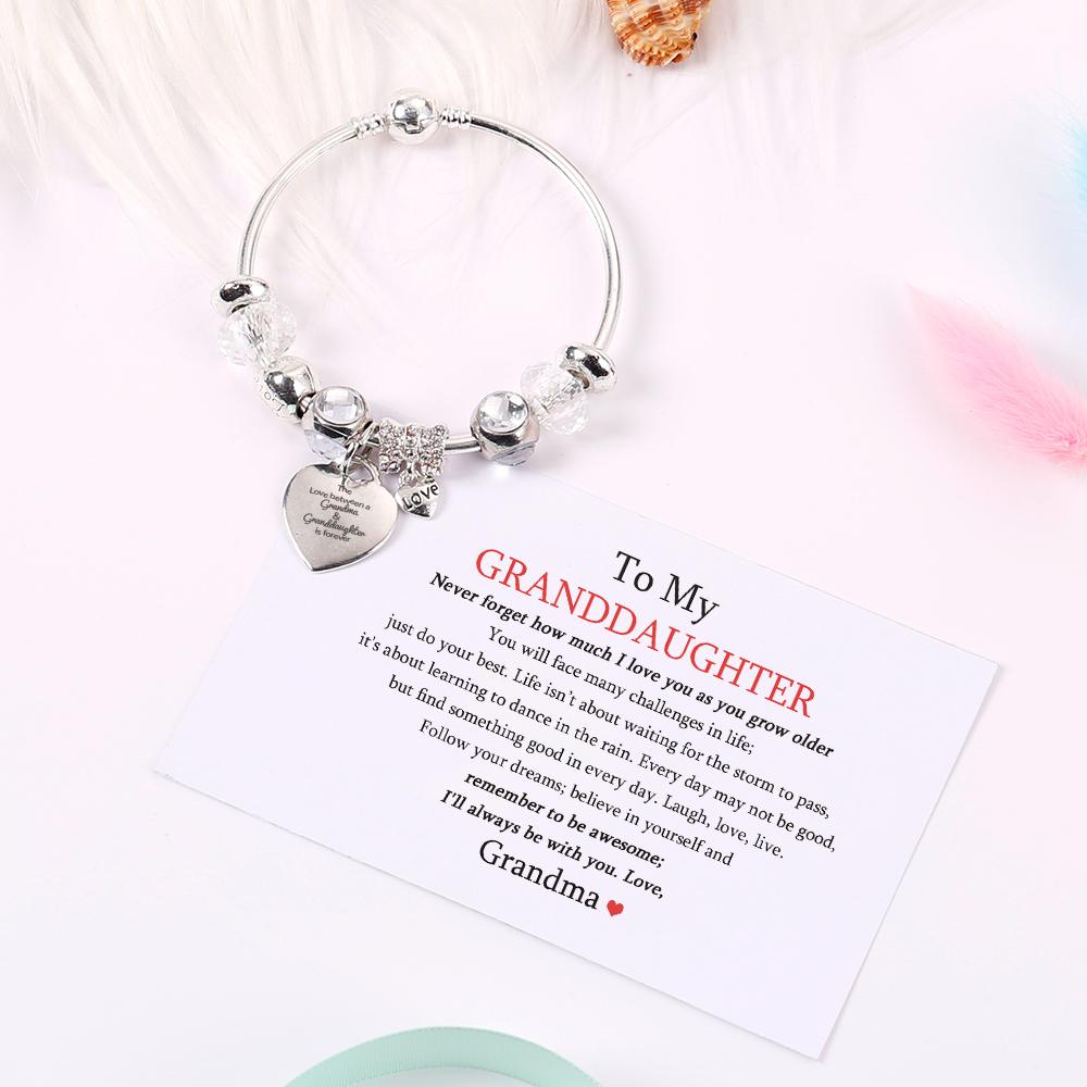 [Custom Name And Optional Address] To My GRANDDAUGHTER "The love between a [grandma] and granddaughter is forever" Love Bracelet [💞 Bracelet +💌 Gift Card + 🎁 Gift Box + 💐 Gift Bouquet] - SARAH'S WHISPER