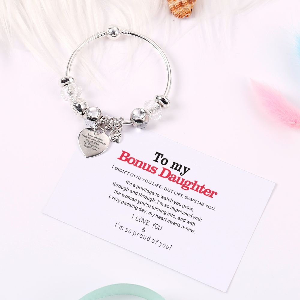 [Custom Name]To my Bonus Daughter "Bonus Daughter I may not have given you the gift of life. But life gave me the gift of you" Bracelet [💞 Bracelet +💌 Gift Card + 🎁 Gift Bag + 💐 Gift Bouquet] - SARAH'S WHISPER