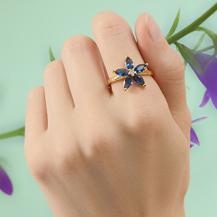 "Never forget how much I love you" Forget-Me-Not Flower Ring [💞 Ring +💌 Gift Card + 🎁 Gift Bag + 💐 Gift Bouquet] - SARAH'S WHISPER