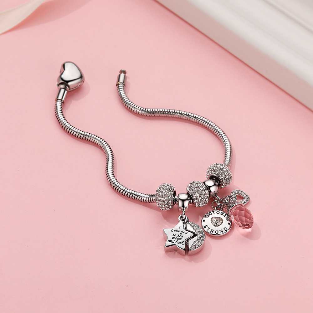 [Optional Birthstone] To My Granddaughter "I love you to the moon and back" Lucky Stone Bracelet [💞 Bracelet +💌 Gift Card + 🎁 Gift Box + 💐 Gift Bouquet] - SARAH'S WHISPER