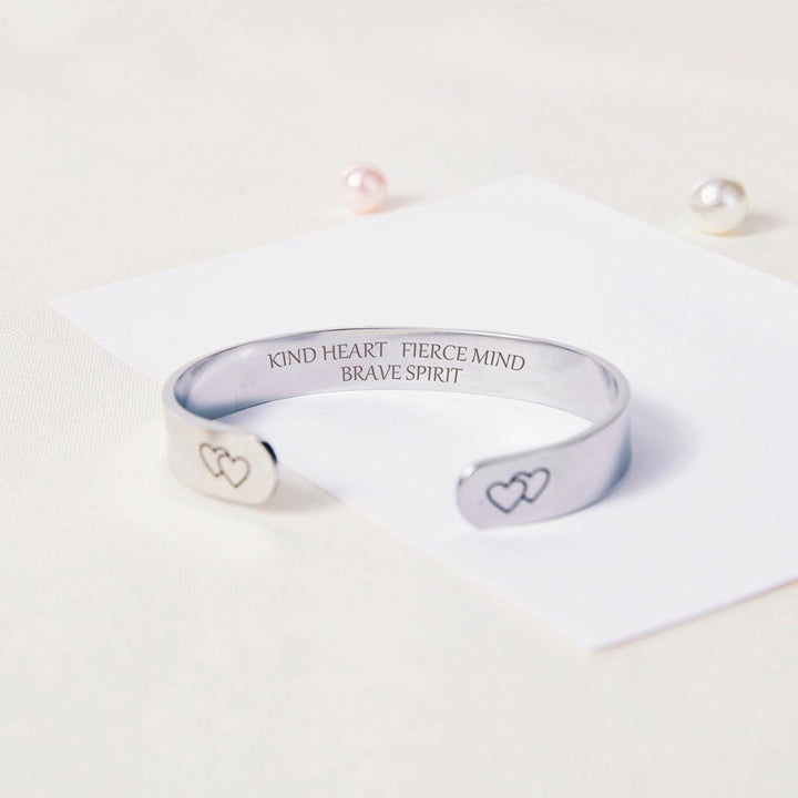 "Kind Heart, Fierce Mind, Brave Spirit" Double Heart Bracelet - SARAH'S WHISPER