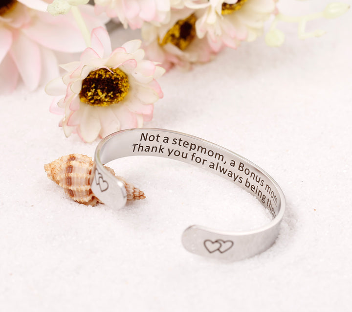 "Not a stepmom, a Bonus mom. Thank you for always being there" BANGLE - SARAH'S WHISPER