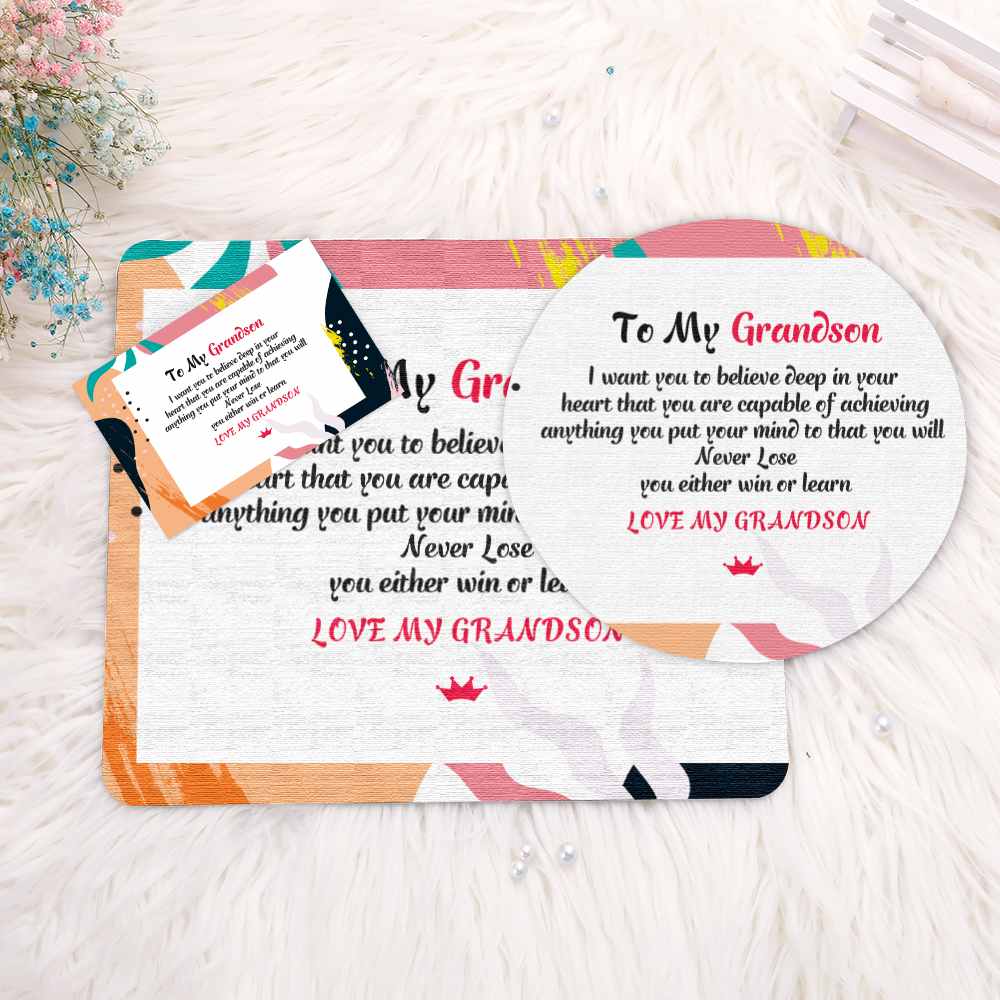 To My Grandson "Love My Grandson" Mouse Pad [💞 Mouse Pad +💌 Gift Card + 🎁 Gift Box + 💐 Gift Bouquet] - SARAH'S WHISPER