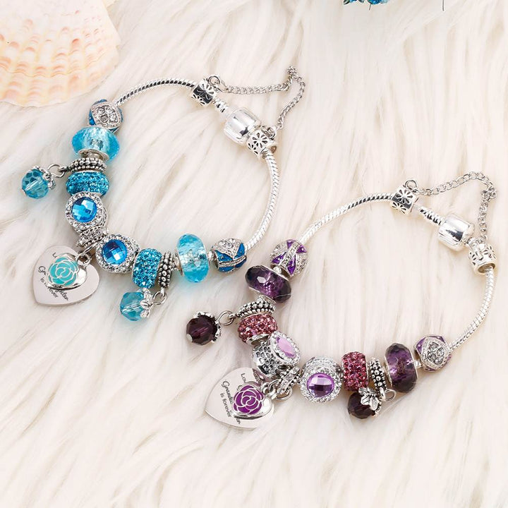 [Custom Name And Optional Address] To My GRANDDAUGHTER "The love between a [grandma] and granddaughter is forever" Lucky Beads Bracelet [💞 Bracelet +💌 Gift Card + 🎁 Gift Bag + 💐 Gift Bouquet] - SARAH'S WHISPER