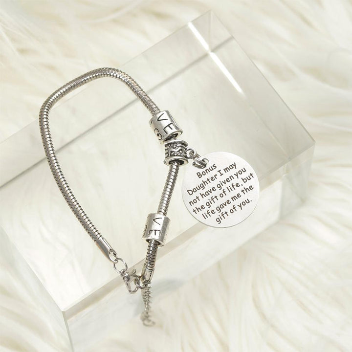 [CUSTOM NAME] To My Bonus Daughter "BONUS DAUGHTER, I MAY NOT HAVE GIVEN YOU THE GIFT OF LIFE. BUT LIFE GAVE ME THE GIFT OF YOU" Bracelet - SARAH'S WHISPER