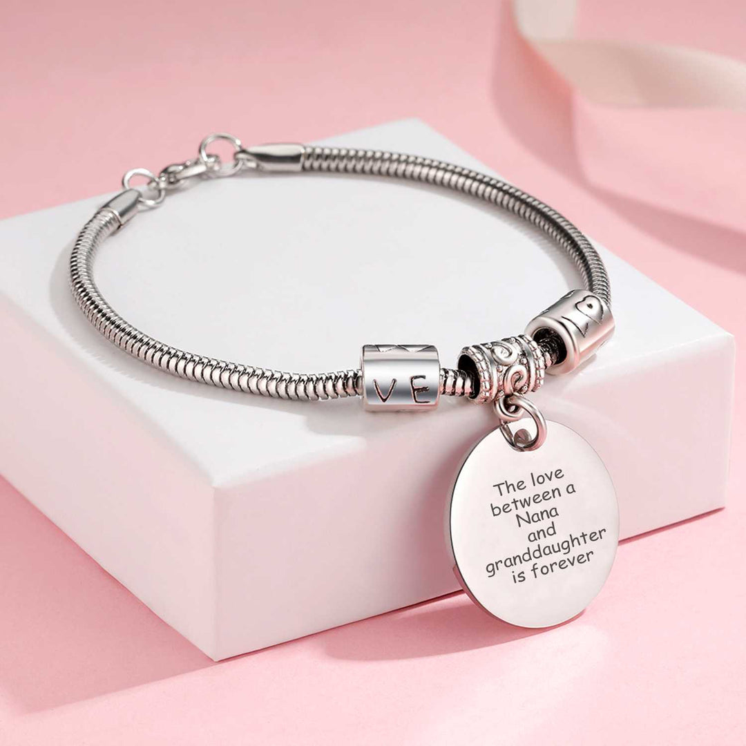 [Custom Name And Optional Address] To My GRANDDAUGHTER "The love between a [Nana] and granddaughter is forever" Bracelet [💞 Bracelet +💌 Gift Card + 🎁 Gift Box + 💐 Gift Bouquet] - SARAH'S WHISPER