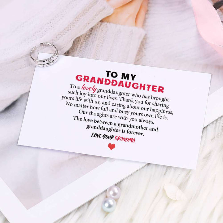 To My Granddaughter "The love between a grandmother and granddaughter is forever." Lovely Ring [💞 Ring +💌 Gift Card + 🎁 Gift Box + 💐 Gift Bouquet] - SARAH'S WHISPER