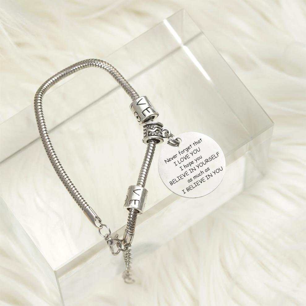 To My Daughter "Never forget that I LOVE YOU I hope you BELIEVE IN YOURSELF as much as I BELIEVE IN YOU" Bracelet - SARAH'S WHISPER