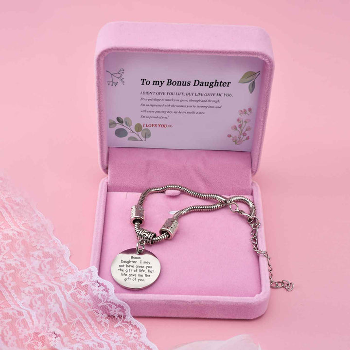 [CUSTOM NAME] To My Bonus Daughter "BONUS DAUGHTER, I MAY NOT HAVE GIVEN YOU THE GIFT OF LIFE. BUT LIFE GAVE ME THE GIFT OF YOU" Bracelet - SARAH'S WHISPER