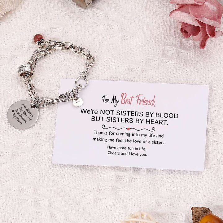 [Custom Names] For My Best Friend "Not Sisters by Blood But Sisters by Heart" Bracelet [💞 Bracelet +💌 Gift Card + 🎁 Gift Bag + 💐 Gift Bouquet] - SARAH'S WHISPER