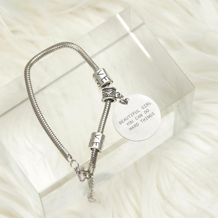 To My Daughter "BEAUTIFUL GIRL YOU CAN DO HARD THINGS" Bracelet - SARAH'S WHISPER