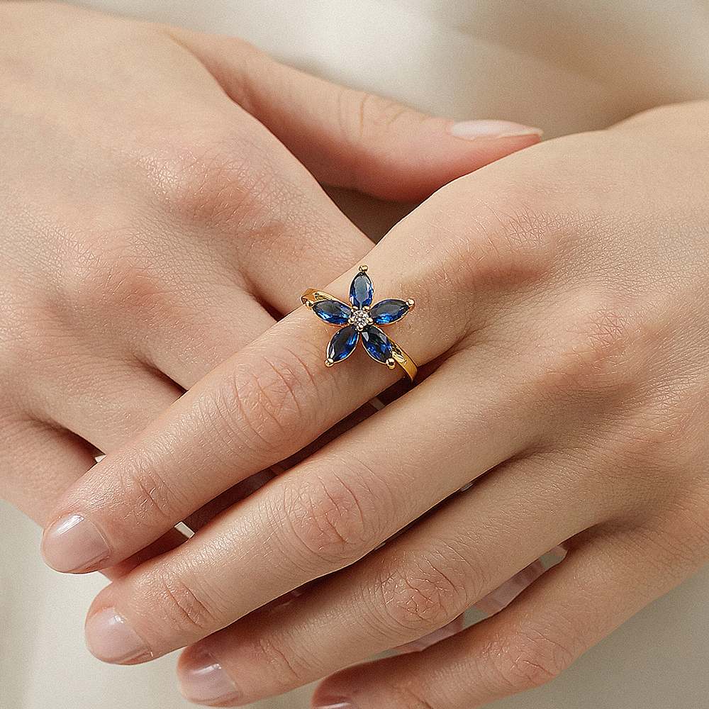 "Never forget how much I love you" Forget-Me-Not Flower Ring [💞 Ring +💌 Gift Card + 🎁 Gift Bag + 💐 Gift Bouquet] - SARAH'S WHISPER