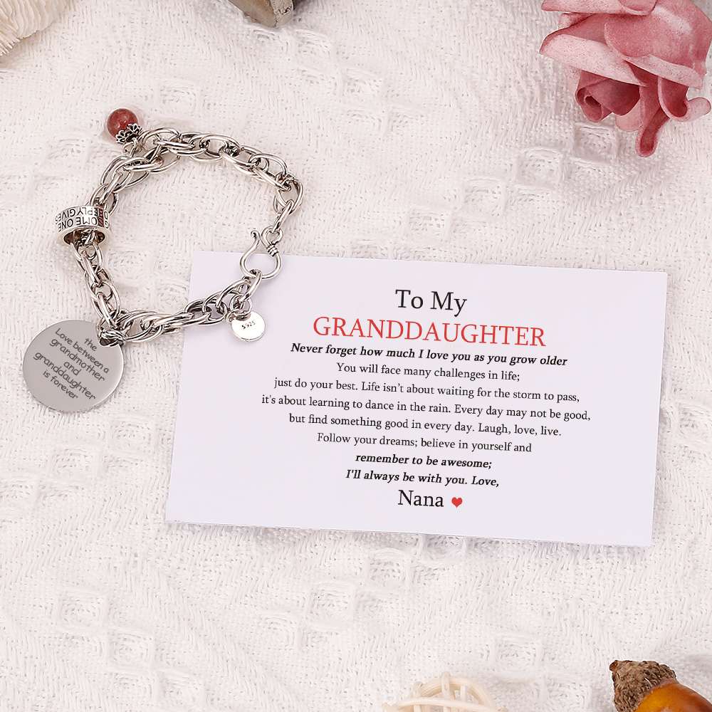 [Custom Name And Optional Address] To My GRANDDAUGHTER "The love between a [grandma] and granddaughter is forever" Bracelet [💞 Bracelet +💌 Gift Card + 🎁 Gift Box + 💐 Gift Bouquet] - SARAH'S WHISPER