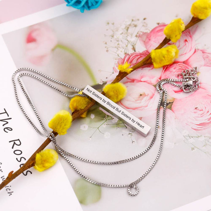 [Custom Name And Optional Birthstone] For My Best Friend "Not Sisters by Blood But Sisters by Heart" Lucky Beads Necklace [💞 Necklace +💌 Gift Card + 🎁 Gift Box + 💐 Gift Bouquet] - SARAH'S WHISPER