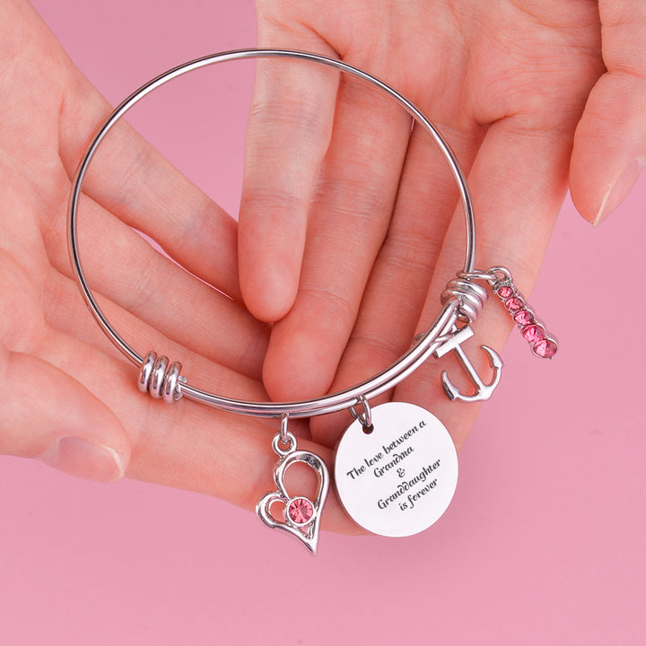 [Custom Name And Optional Address] To My GRANDDAUGHTER "The love between a [grandma] and granddaughter is forever" Bracelet [💞 Bracelet +💌 Gift Card + 🎁 Gift Box + 💐 Gift Bouquet] - SARAH'S WHISPER