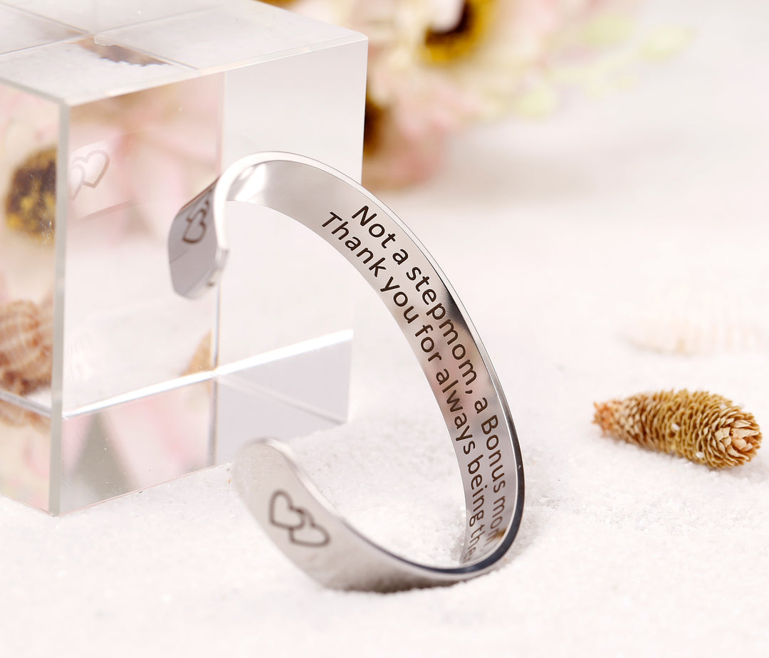 "Not a stepmom, a Bonus mom. Thank you for always being there" BANGLE - SARAH'S WHISPER