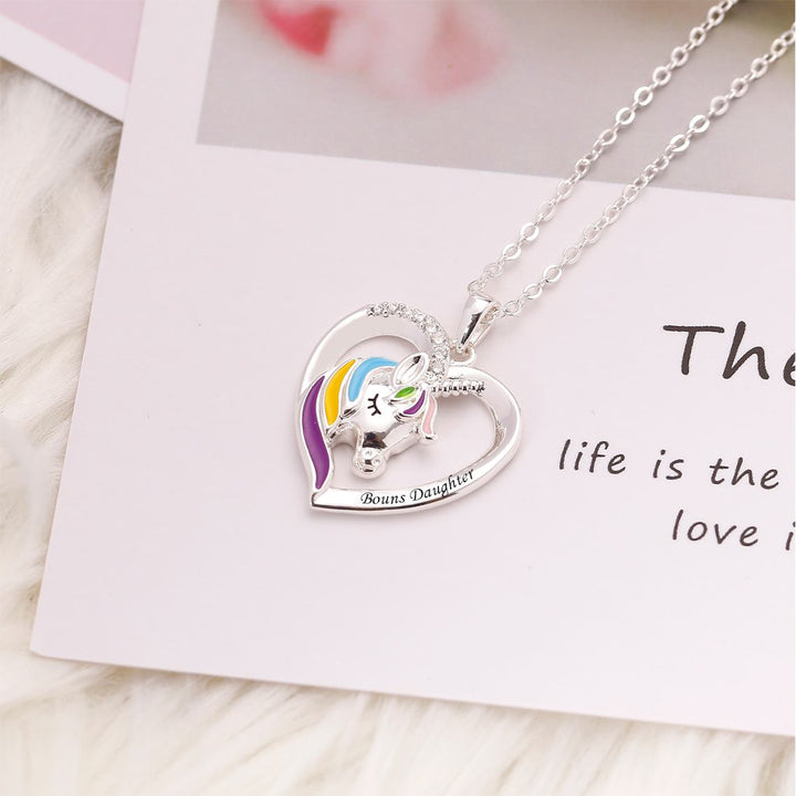 To My Bonus Daughter "I DIDN'T GIVE YOU LIFE, BUT LIFE GAVE ME YOU." Unicorn Necklace - SARAH'S WHISPER